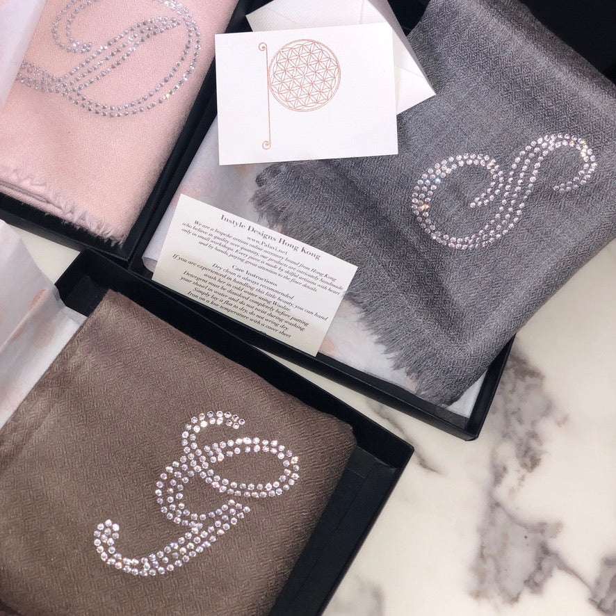 Personalized crystal shawl - Custom initial or logo