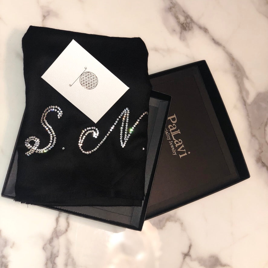Personalized crystal shawl - Custom initial or logo