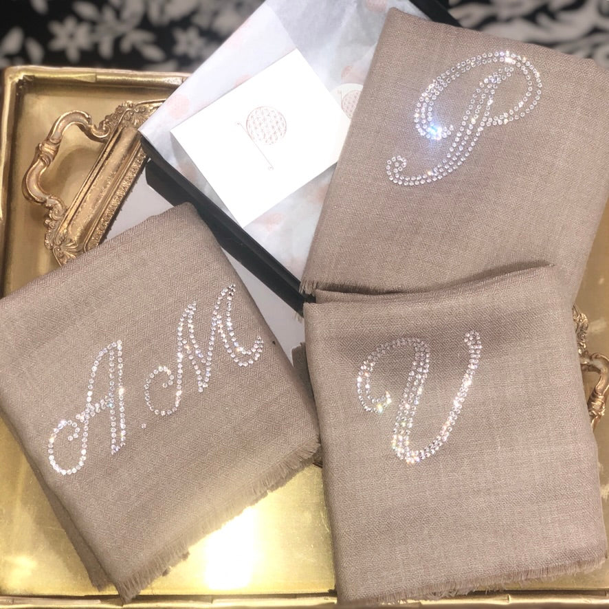 Personalized crystal shawl - Custom initial or logo