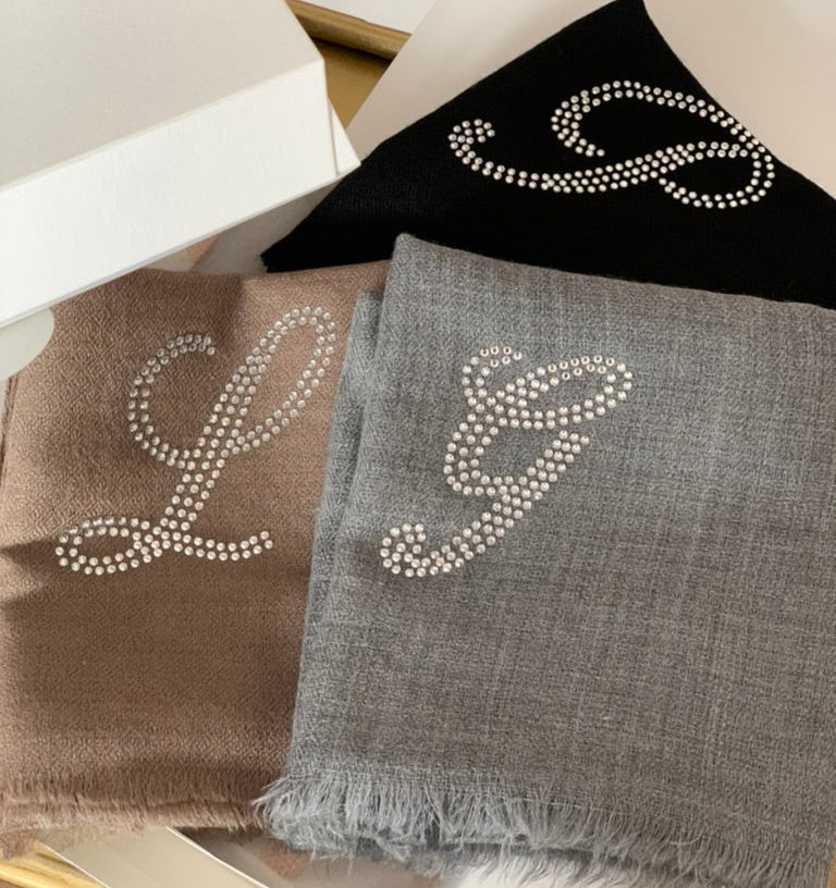 Personalized crystal shawl - Custom initial or logo
